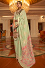 Light Sea Green Kashmiri Silk Saree With Zari Weaving