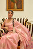 Peach Kashmiri Silk Saree With Zari Weaving