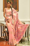 Peach Kashmiri Silk Saree With Zari Weaving