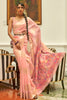 Peach Kashmiri Silk Saree With Zari Weaving