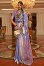 Lavender Kashmiri Silk Saree With Zari Weaving