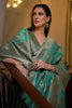 Seafoam Green Organza Handloom Saree With Zari Weaving