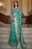 Seafoam Green Organza Handloom Saree With Zari Weaving