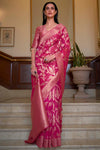 Pink Organza Handloom Saree With Zari Weaving