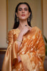 Orange Organza Handloom Saree With Zari Weaving