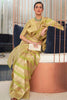 Pear Green Handloom Lehariya Organza Saree With Zari Weaving