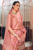 Flamingo Pink Handloom Lehariya Organza Saree With Zari Weaving