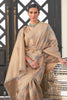 Grey Handloom Lehariya Organza Saree With Zari Weaving