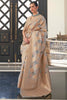 Grey Handloom Lehariya Organza Saree With Zari Weaving