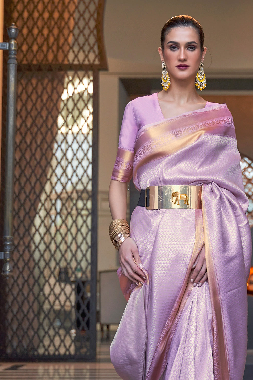 Purple Silk Handloom Weaving Saree