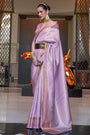 Purple Silk Handloom Weaving Saree