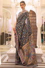 Stylish Black Colour Soft handloom Weaving Silk Saree with Blouse