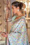 Latest Sky Blue Colour Soft handloom Weaving Silk Saree with Blouse