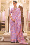 Beautiful Lavender Colour Soft handloom Weaving Silk Saree with Blouse