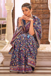 Stylish Blue Colour Soft Handloom Weaving Kashmiri Silk Saree
