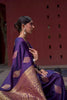 Indigo Purple Zari Woven Pure Satin Silk Saree