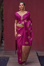 Midnight Purple Zari Woven Pure Satin Silk Saree
