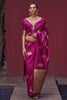 Midnight Purple Zari Woven Pure Satin Silk Saree