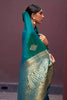 Sky Blue Zari Woven Pure Satin Silk Saree