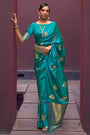 Sky Blue Zari Woven Pure Satin Silk Saree