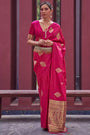 Pink Zari Woven Pure Satin Silk Saree