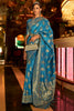 Sky Blue Handloom Silk Saree With Zari Weaving
