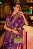 Purple Handloom Silk Saree With Zari Weaving