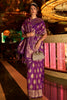 Purple Handloom Silk Saree With Zari Weaving