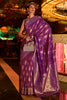 Purple Handloom Silk Saree With Zari Weaving