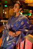 Blue Handloom Silk Saree With Zari Weaving
