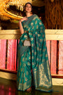 Green Handloom Silk Saree With Zari Weaving