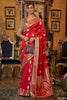Red Tussar Silk Saree With Weaving Work