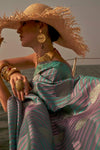 Lavender & Ocean Blue Pure Satin Nylon With Two Tone Weaving