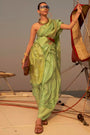 Leaf Green Pure Satin Nylon With Two Tone Weaving