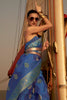 Dark Blue Pure Satin Nylon With Two Tone Weaving