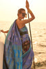 Purple & Blue Pure Satin Nylon With Two Tone Weaving
