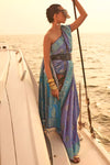 Purple & Blue Pure Satin Nylon With Two Tone Weaving