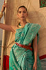 Teal Blue Pure Satin Nylon With Two Tone Weaving