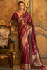 Maroon Colour Satin Handloom Saree With Weaving Work