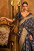 Grey Colour Satin Handloom Saree With Weaving Work