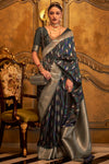 Grey Colour Satin Handloom Saree With Weaving Work