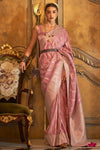 Light Pink Colour Satin Handloom Saree With Weaving Work