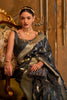 Dark Grey Colour Satin Handloom Saree With Weaving Work