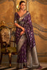 Dark Purple Colour Satin Handloom Saree With Weaving Work