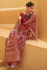 Maroon Lucknowi Chikankari Saree With Lucknowi Weaving