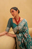 Green Lucknowi Chikankari Saree With Lucknowi Weaving