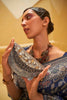 Blue Colour Lucknowi Chikankari Weaving Work Saree