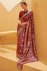 Maroon Lucknowi Chikankari Saree With Lucknowi Weaving