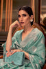 Cyan Blue Linen Saree With Weaving Work