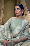 Rhino Grey Linen Saree With Weaving Work
